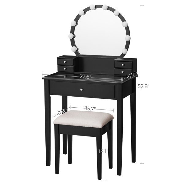 House of Hampton® Waldo Vanity Set with Stool and Mirror & Reviews